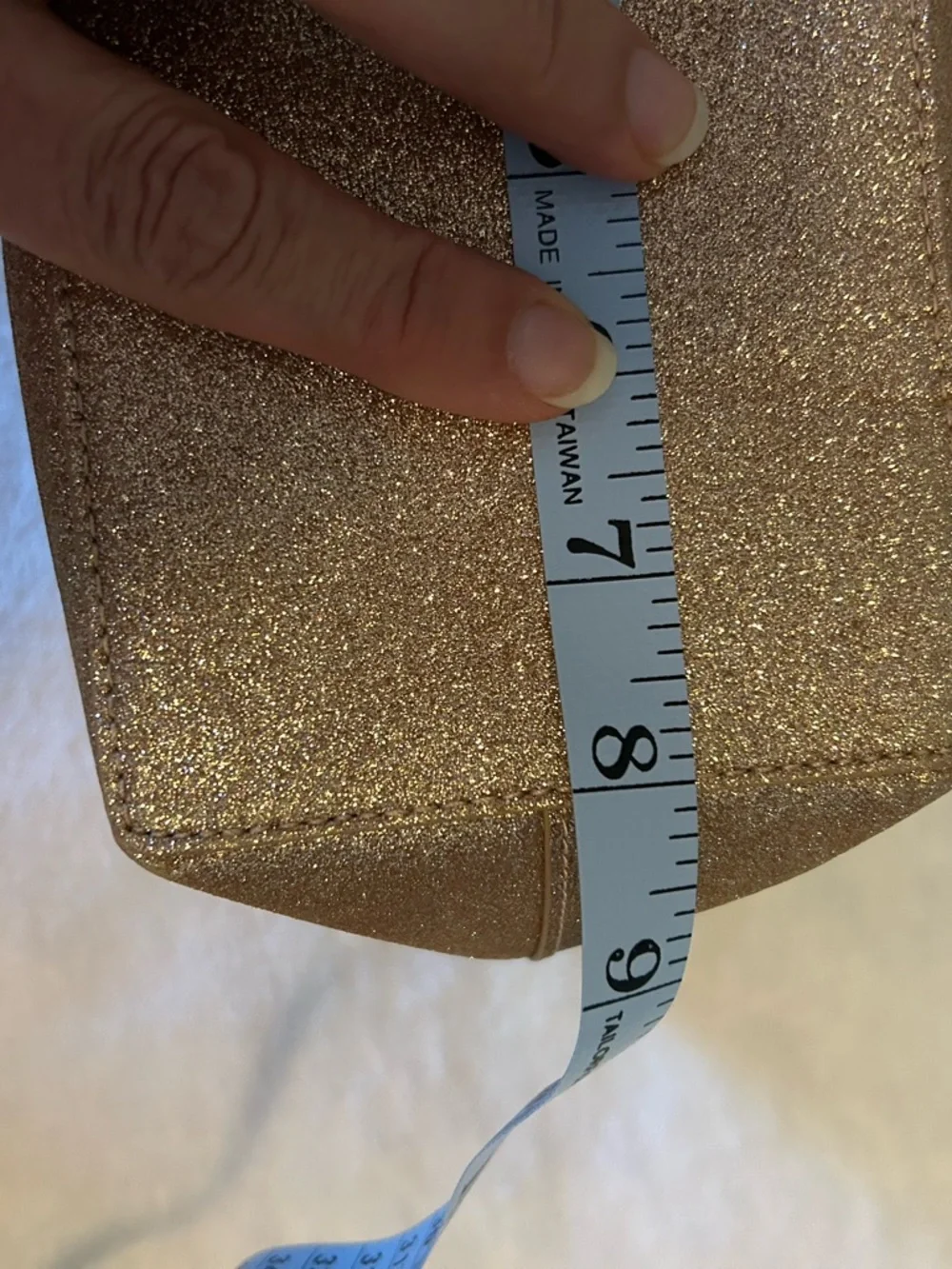 kate spade Glitter Tote in Metallic Rose with Pink Handles